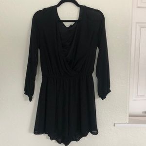 Express, black long sleeve romper